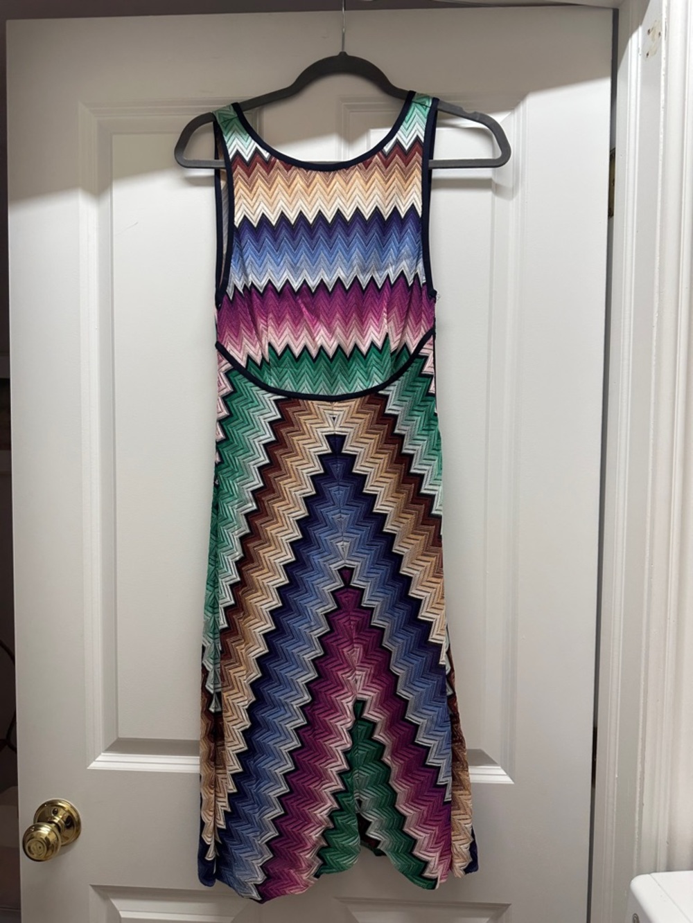 Missoni Sleeveless Chevron Zigzag Multicolor Dress - Green, Purple, Blue size S